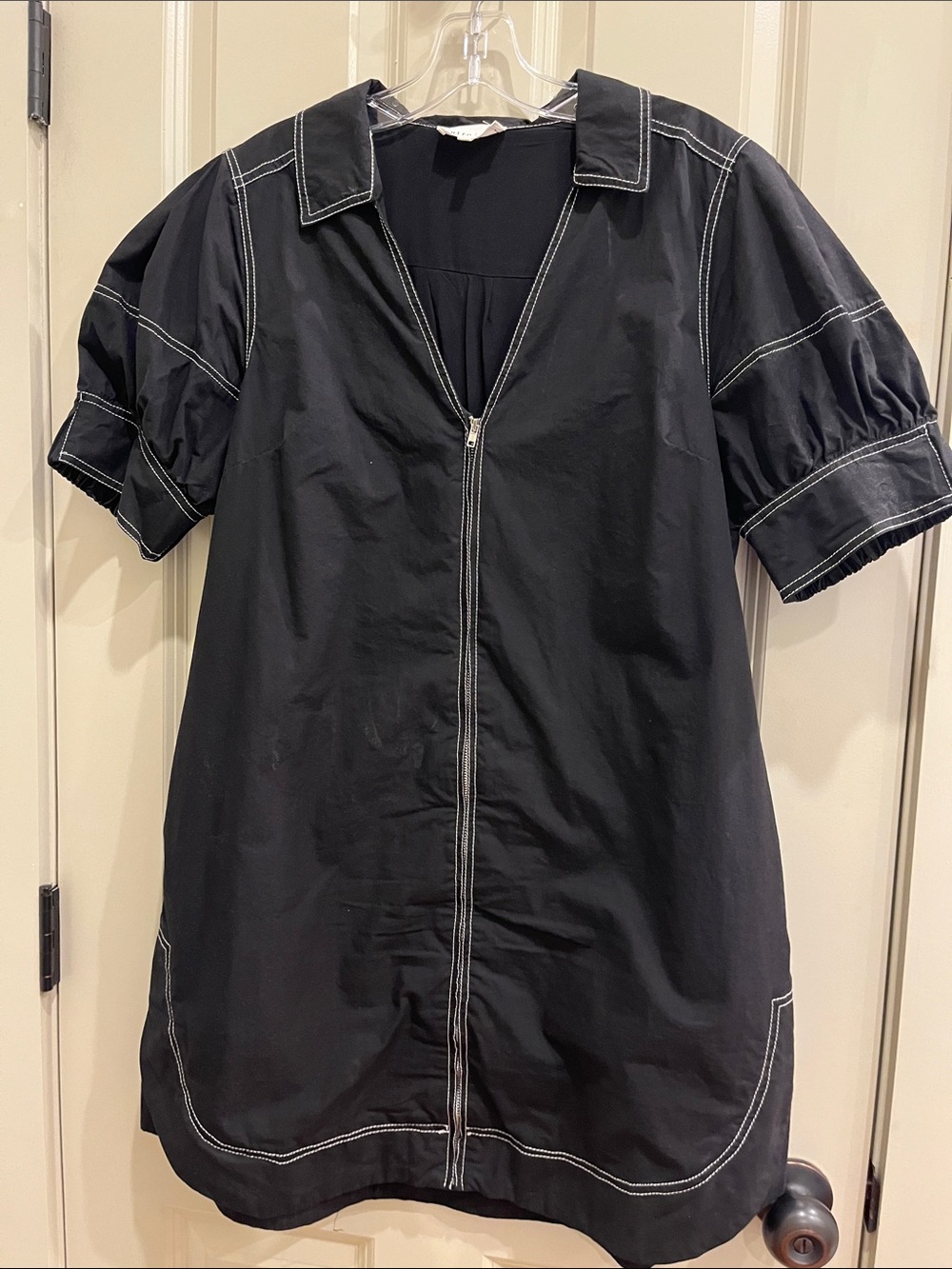 entro Black Mini Dress with White Contrast Stitching